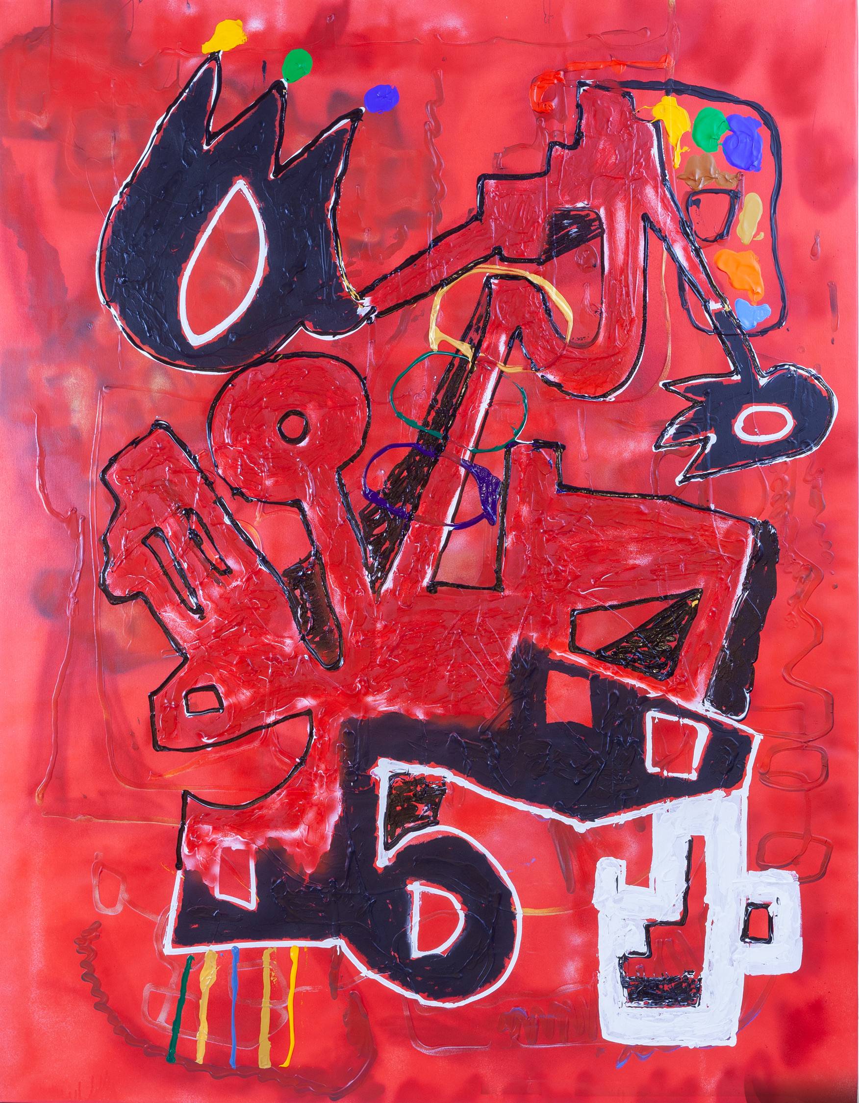 Red October, acrylic and spray paint on canvas, 195 × 150 cm