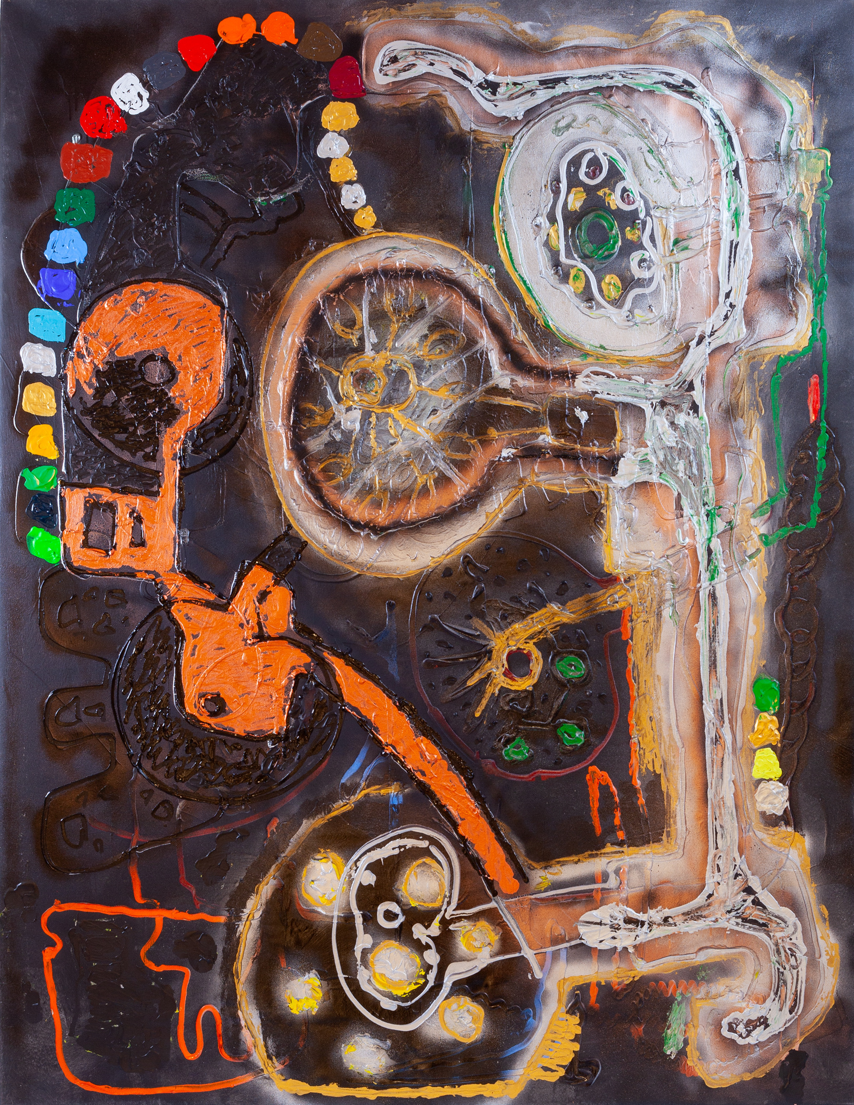 Tony 2 toe, acrylic and spray paint on canvas, 195 × 150 cm